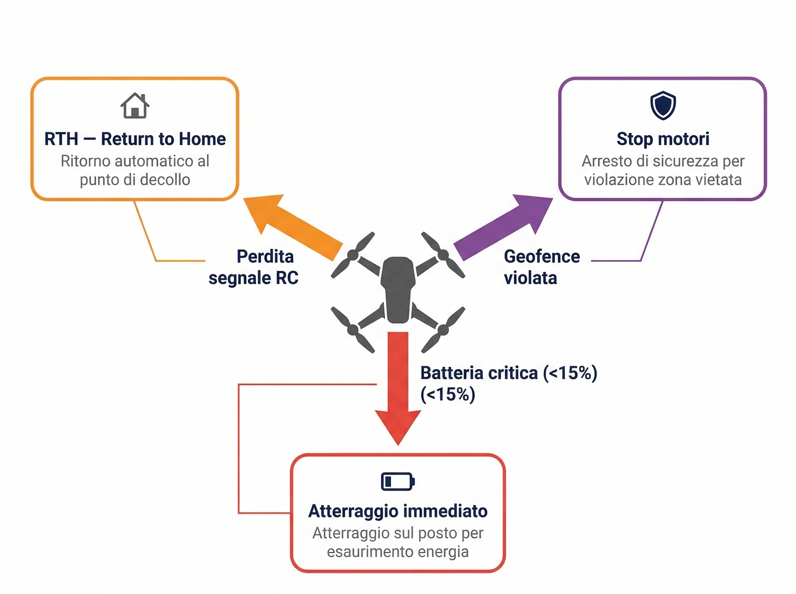 Schema fail-safe RTH e scenari di emergenza