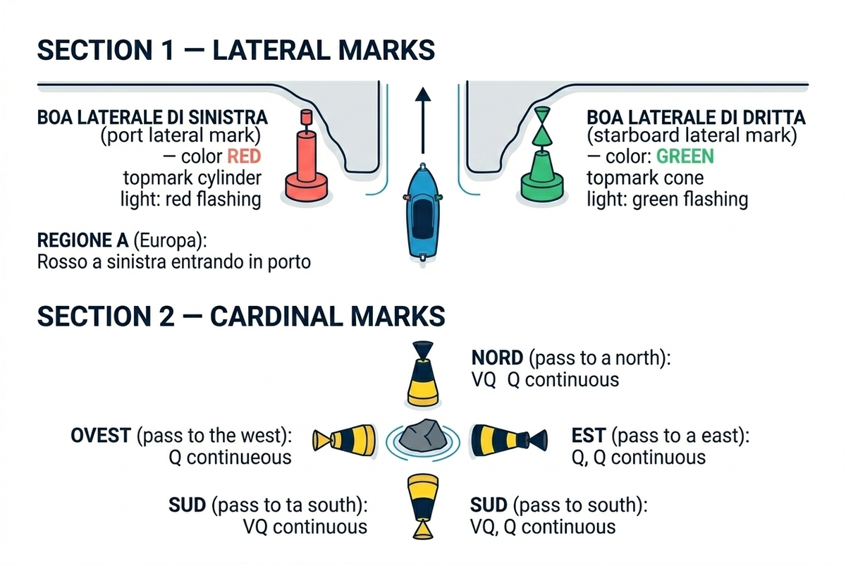 Piramide gerarchia precedenze COLREG: NUC, RAM, CBD, Pesca, Vela, Motore — dal più al meno privilegiato