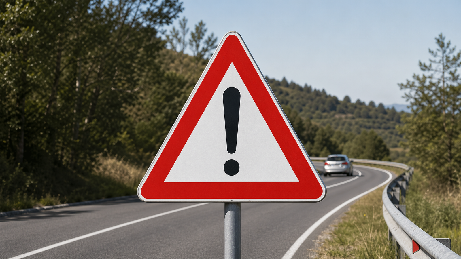 Infografica che collega un segnale di pericolo al rischio reale sulla strada e alla distanza di preavviso