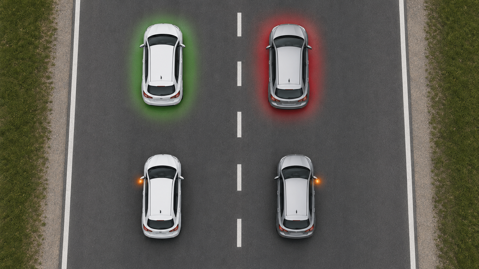 Infografica sulla posizione corretta del veicolo in carreggiata in base alla manovra da eseguire