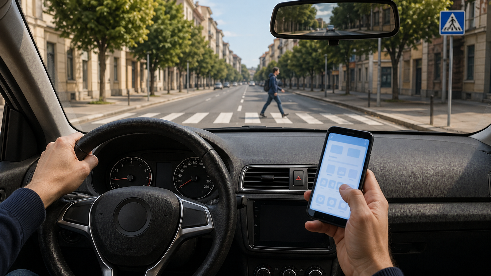 Infografica che mostra quanti metri si percorrono alla cieca guardando lo smartphone
